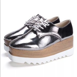 Brand new silver platform oxfords 5